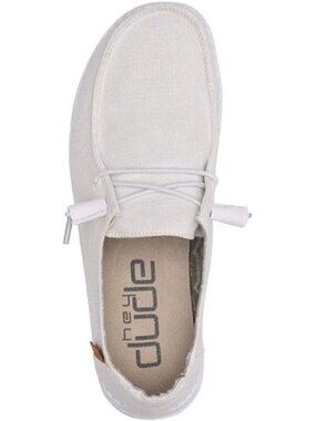 Hey Dude Women's Wendy White Chambray Canvas Slip On Lightweight Shoes